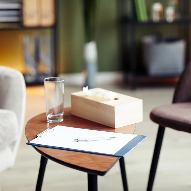 Warm, inviting therapy space